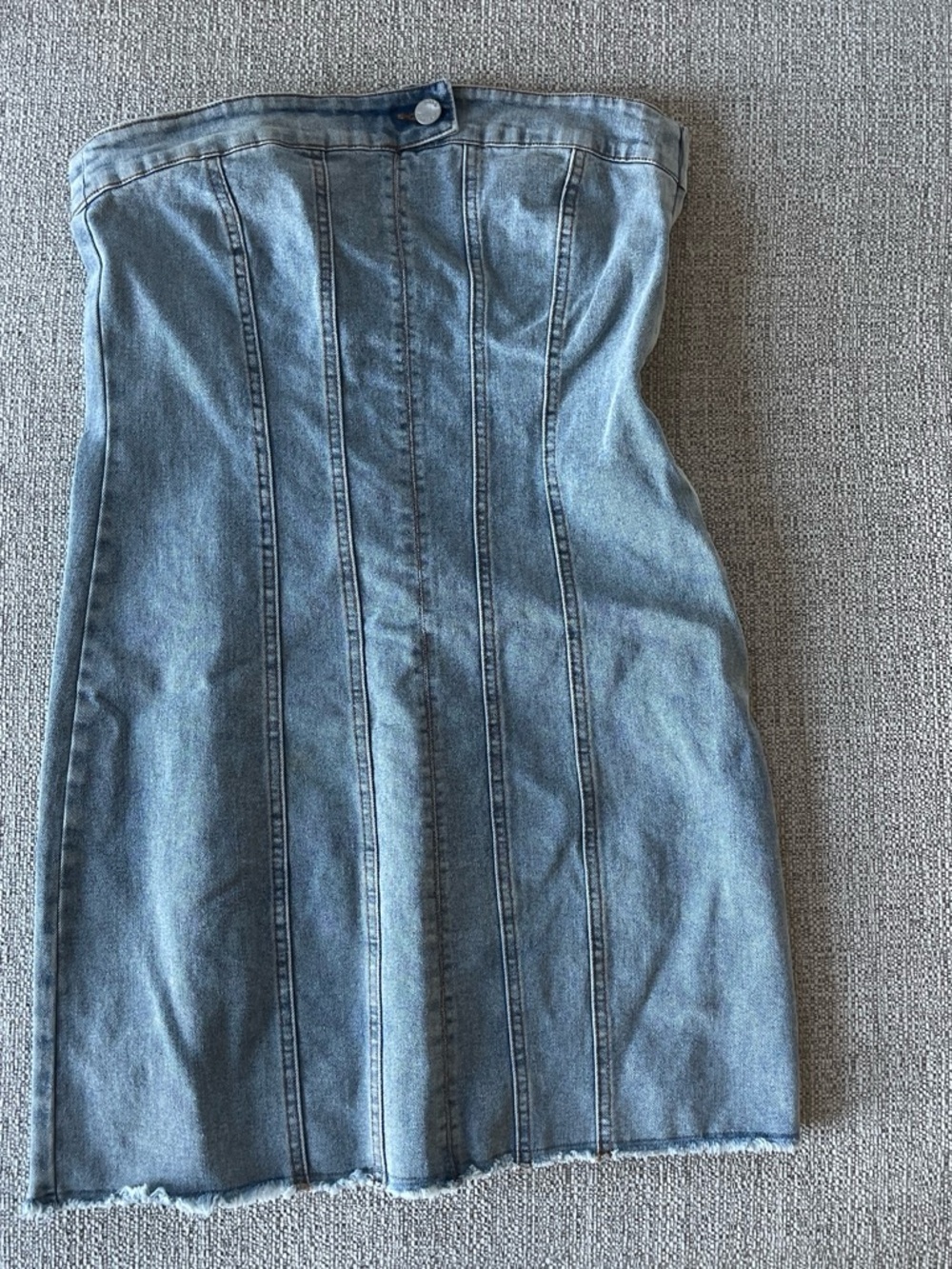 Miss Lola Light Blue Strapless Denim Dress